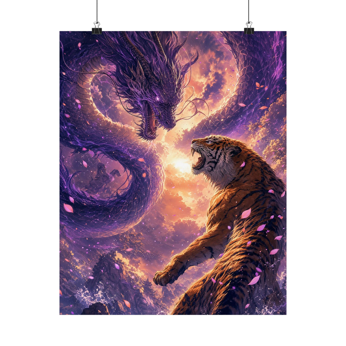 Dragon And Tiger Facing Off - Anime Manga Art Print (Matte Poster) - Moikas