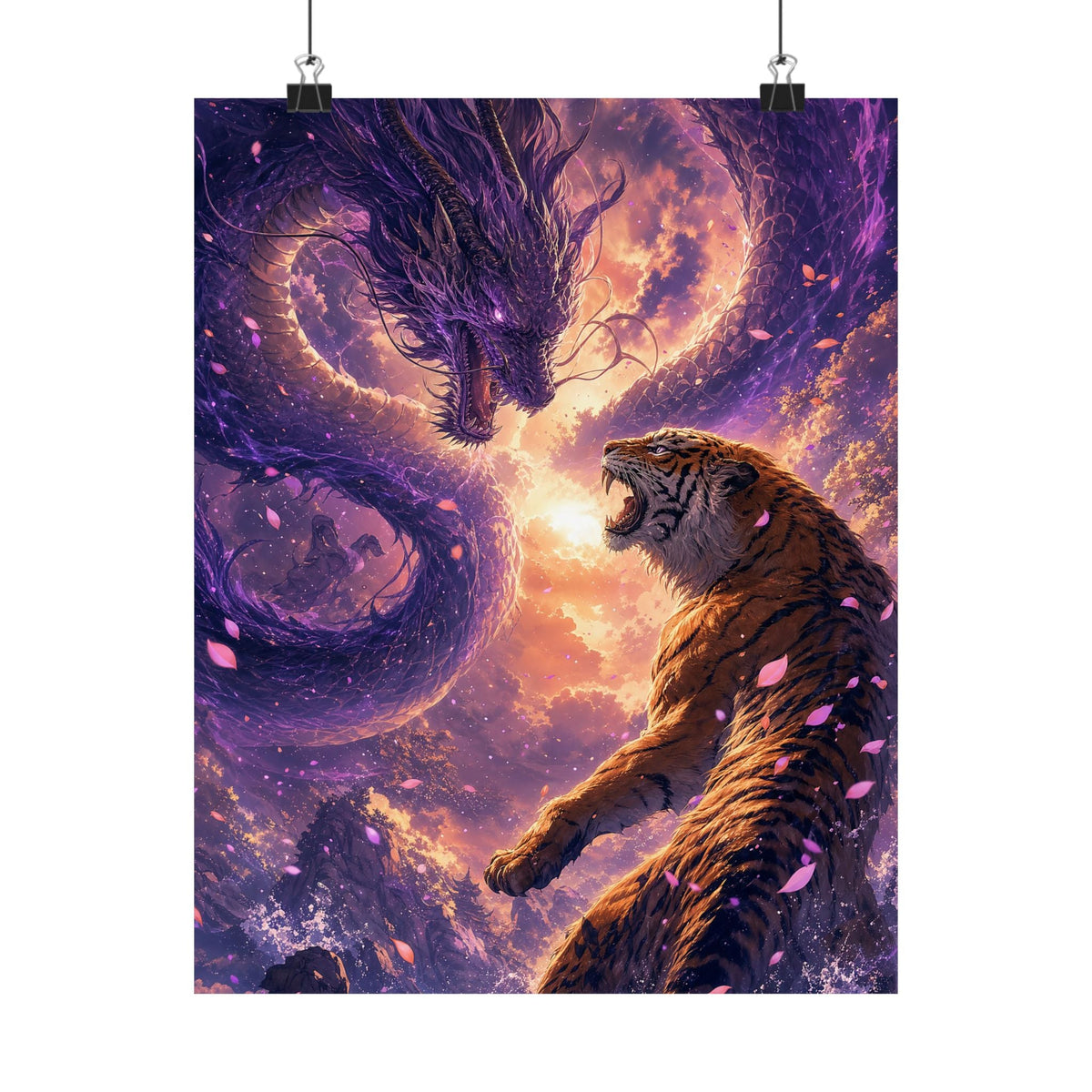 Dragon And Tiger Facing Off - Anime Manga Art Print (Matte Poster) - Moikas