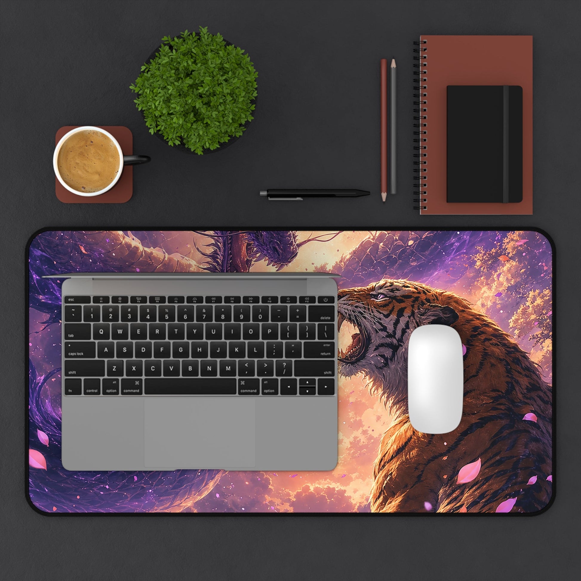 Dragon And Tiger Facing Off - Anime Manga Gaming Desk Mat - Moikas