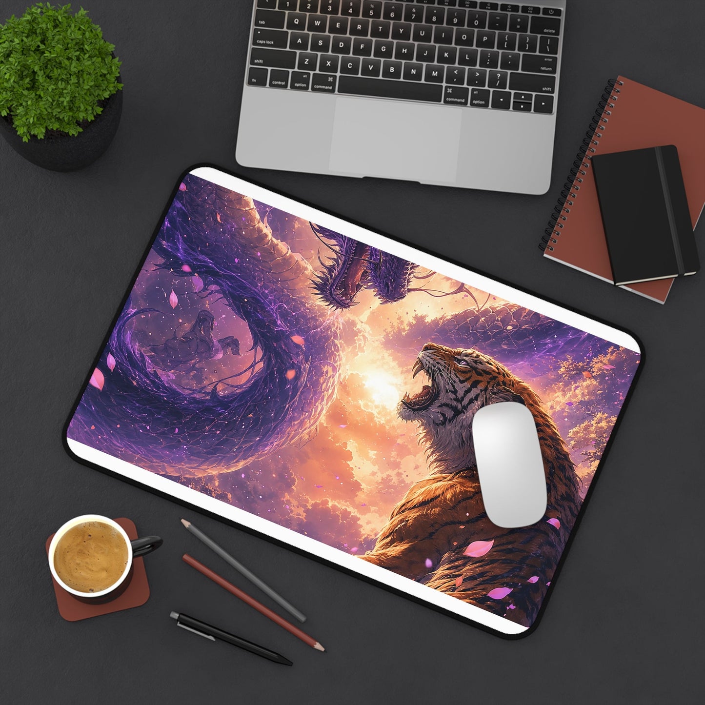 Dragon And Tiger Facing Off - Anime Manga Gaming Desk Mat - Moikas