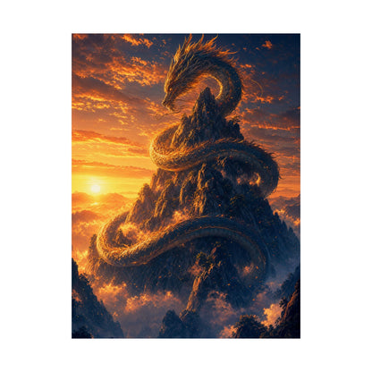 Dragon Coiled Around Mountain - Anime Manga Art Print (Matte Poster) - Moikas