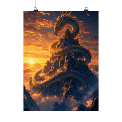 Dragon Coiled Around Mountain - Anime Manga Art Print (Matte Poster) - Moikas