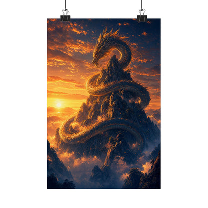 Dragon Coiled Around Mountain - Anime Manga Art Print (Matte Poster) - Moikas