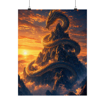 Dragon Coiled Around Mountain - Anime Manga Art Print (Matte Poster) - Moikas