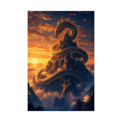 Dragon Coiled Around Mountain - Anime Manga Art Print (Matte Poster) - Moikas