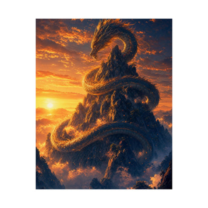 Dragon Coiled Around Mountain - Anime Manga Art Print (Matte Poster) - Moikas