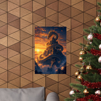 Dragon Coiled Around Mountain - Anime Manga Art Print (Matte Poster) - Moikas