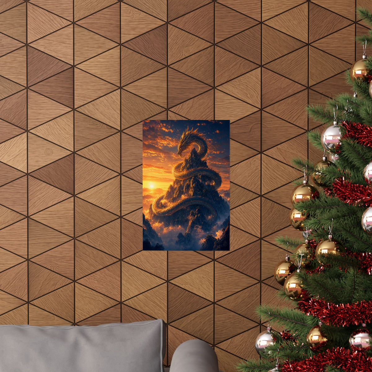 Dragon Coiled Around Mountain - Anime Manga Art Print (Matte Poster) - Moikas