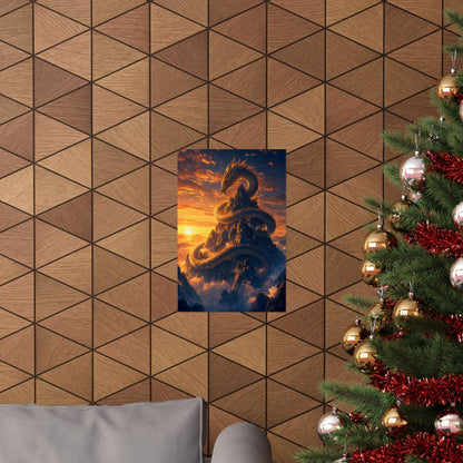 Dragon Coiled Around Mountain - Anime Manga Art Print (Matte Poster) - Moikas