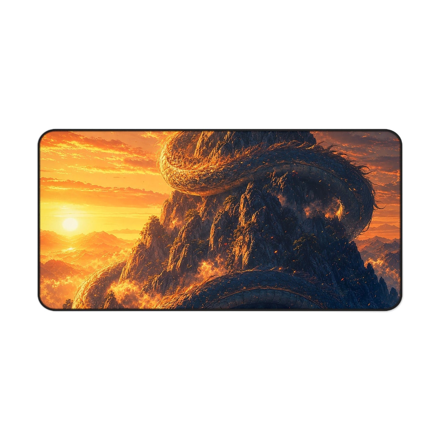Dragon Coiled Around Mountain - Anime Manga Gaming Desk Mat - Moikas