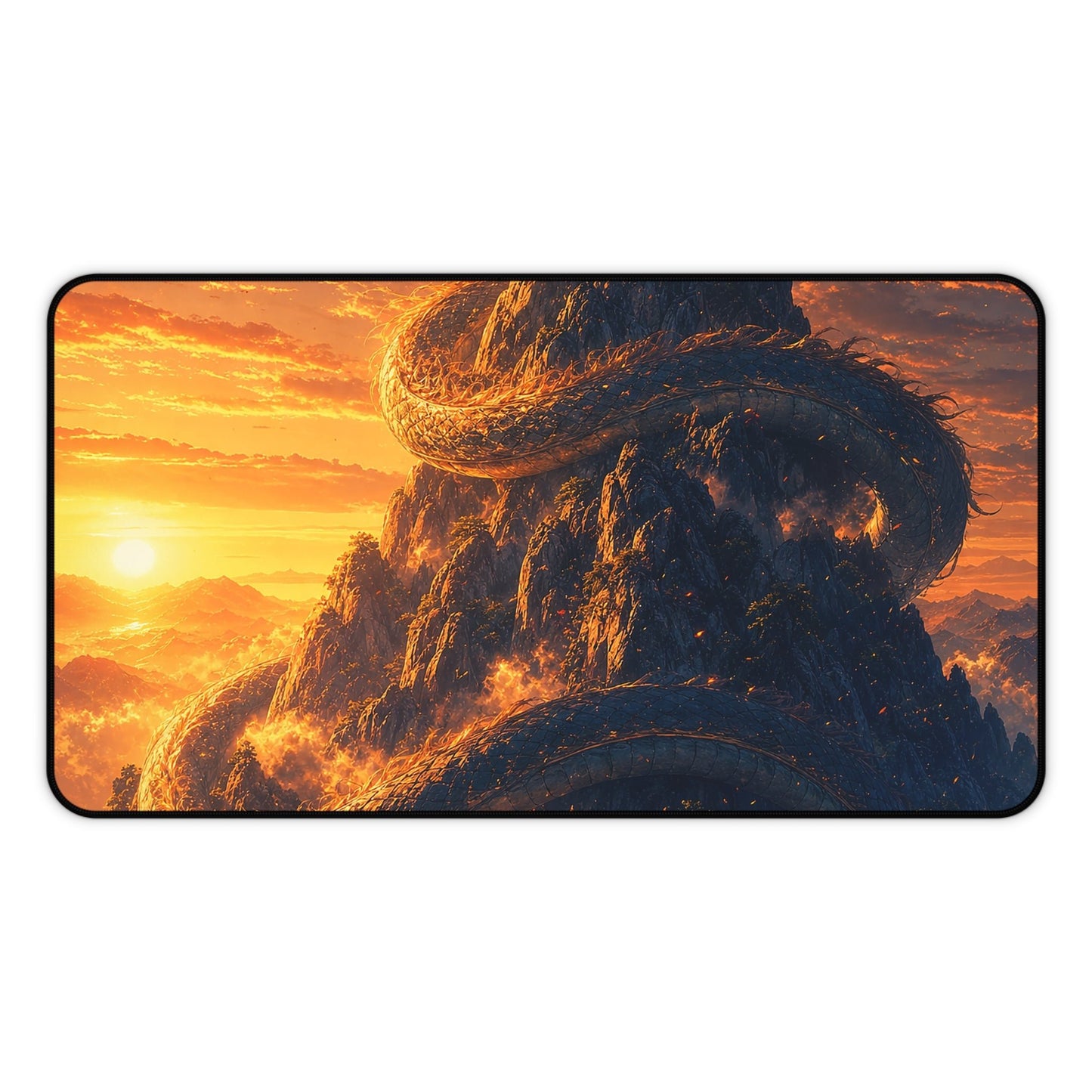 Dragon Coiled Around Mountain - Anime Manga Gaming Desk Mat - Moikas