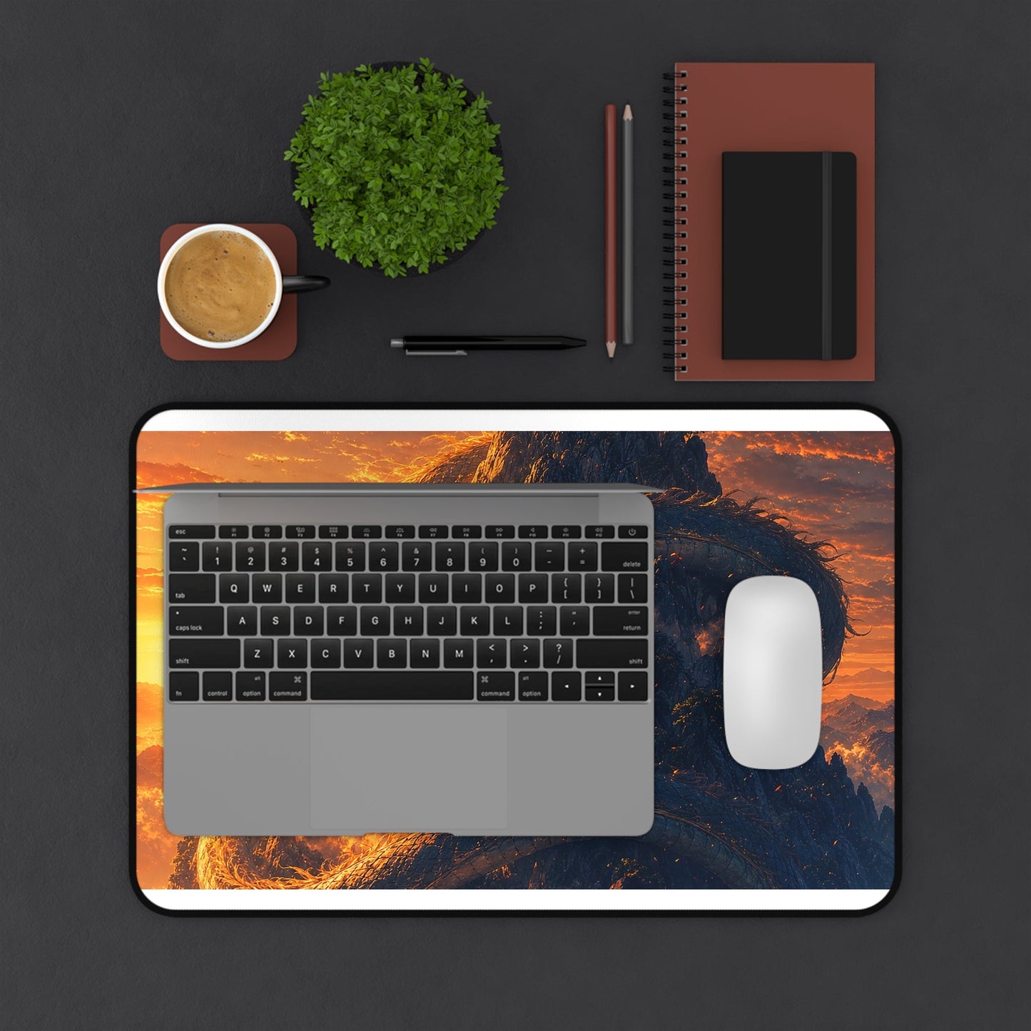 Dragon Coiled Around Mountain - Anime Manga Gaming Desk Mat - Moikas