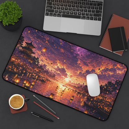 Festival Of Floating Lanterns On Water - Anime Manga Gaming Desk Mat - Moikas