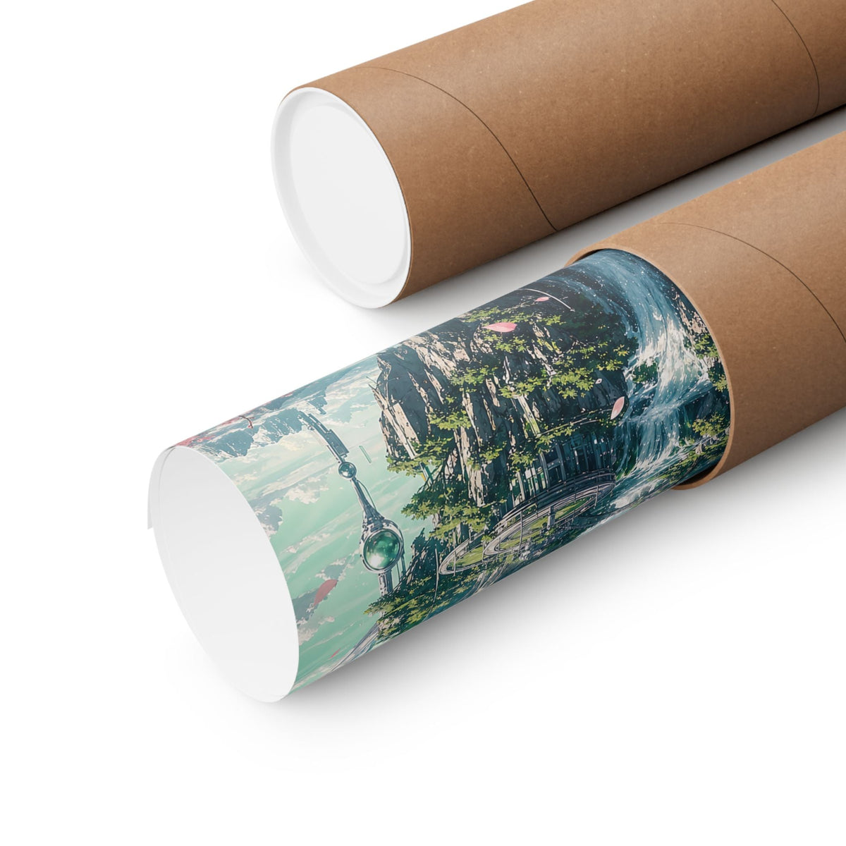 Floating Island With Waterfall - Anime Manga Art Print (Matte Poster) - Moikas