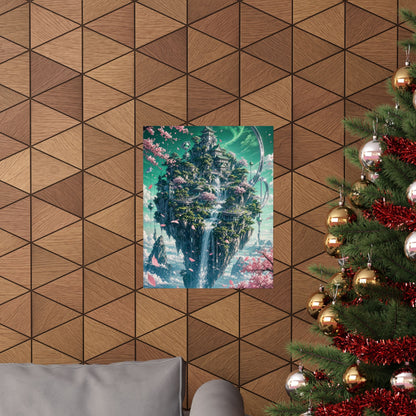 Floating Island With Waterfall - Anime Manga Art Print (Matte Poster) - Moikas
