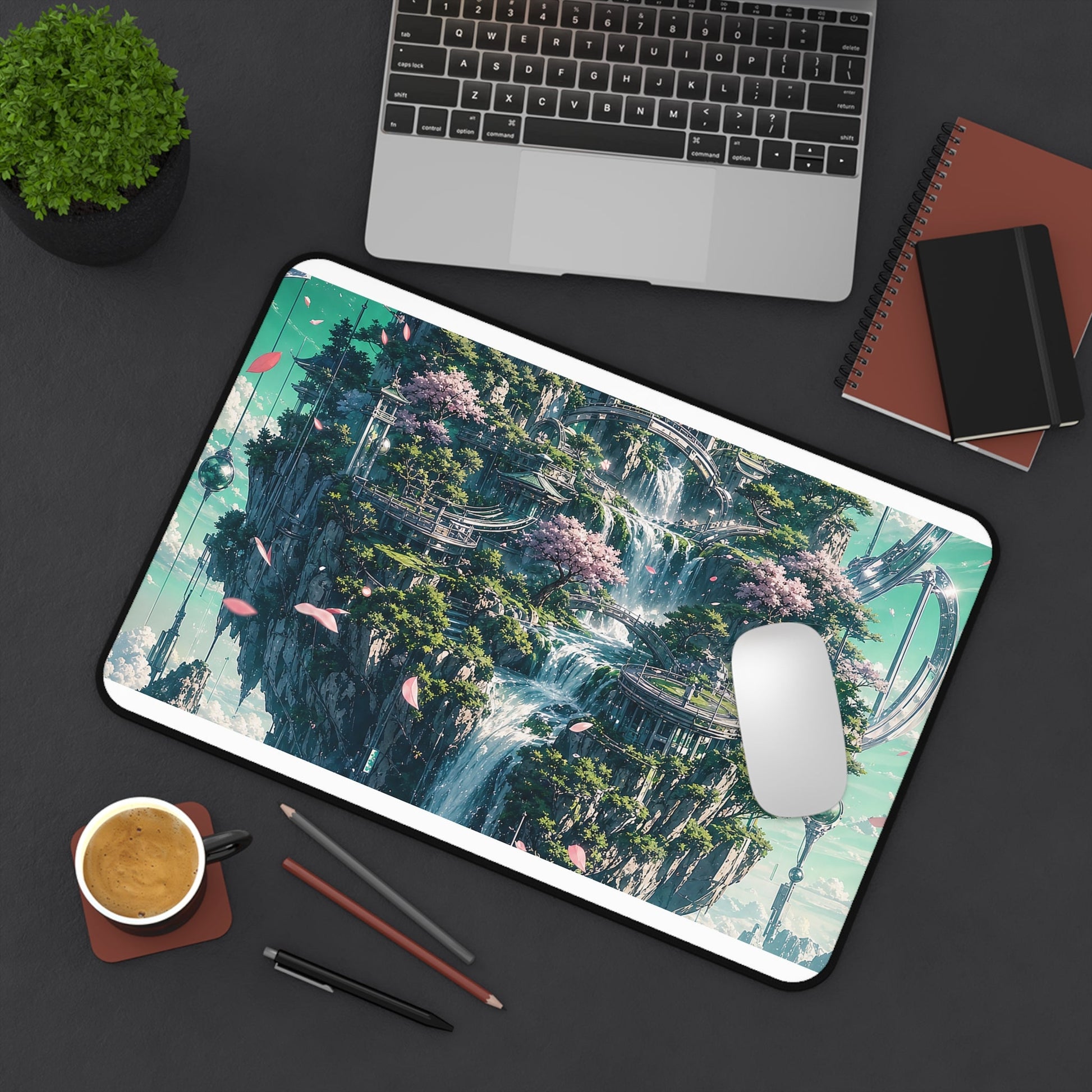 Floating Island With Waterfall - Anime Manga Gaming Desk Mat - Moikas