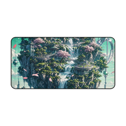 Floating Island With Waterfall - Anime Manga Gaming Desk Mat - Moikas