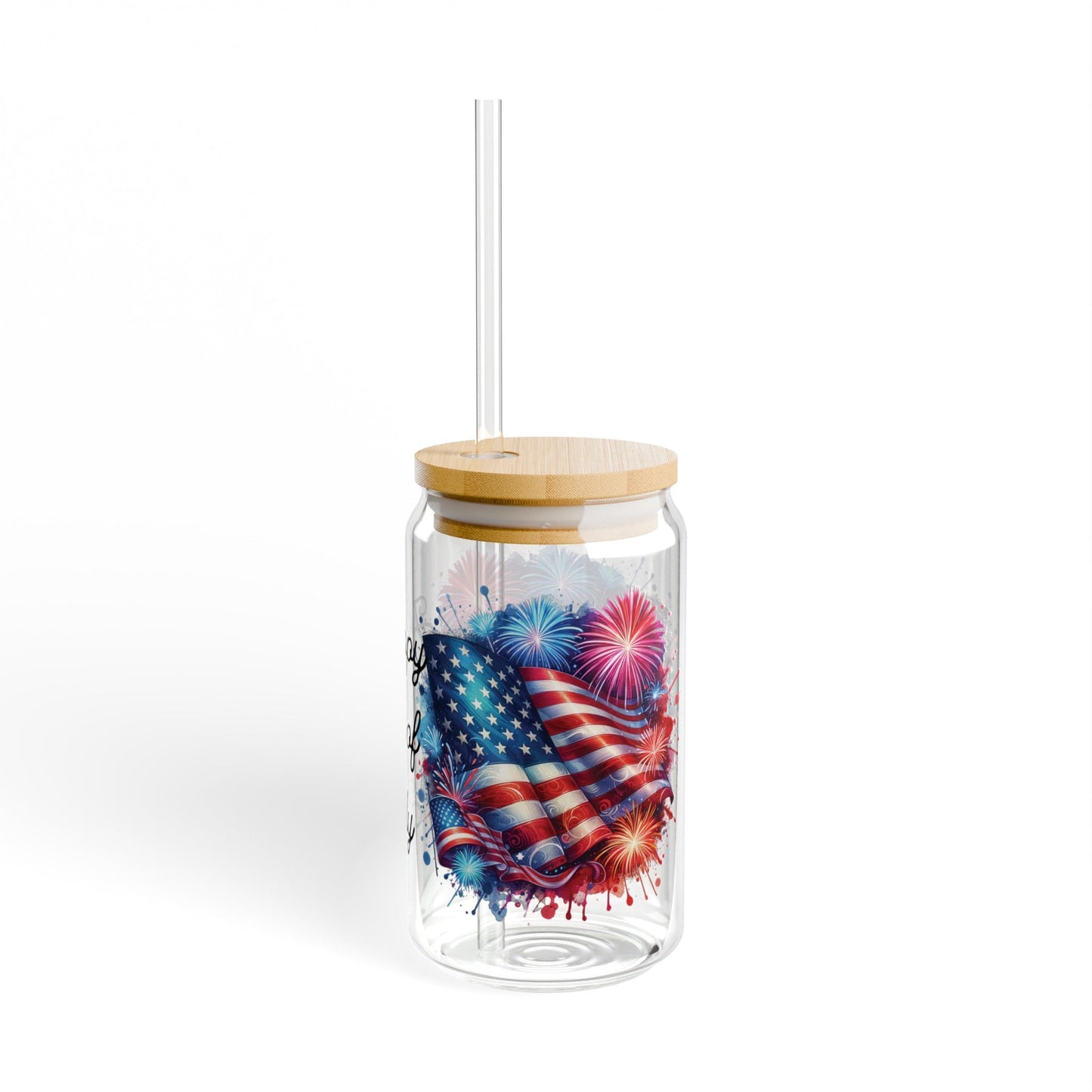 Fourth of July 16oz. Sipper Glass, Patriotic Sipper Glass for Fourth of July, Office Or Geek Gift - Moikas