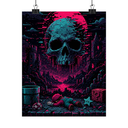 Game Over Screen Retro Style - Gaming Culture Art Print (Matte Poster) - Moikas