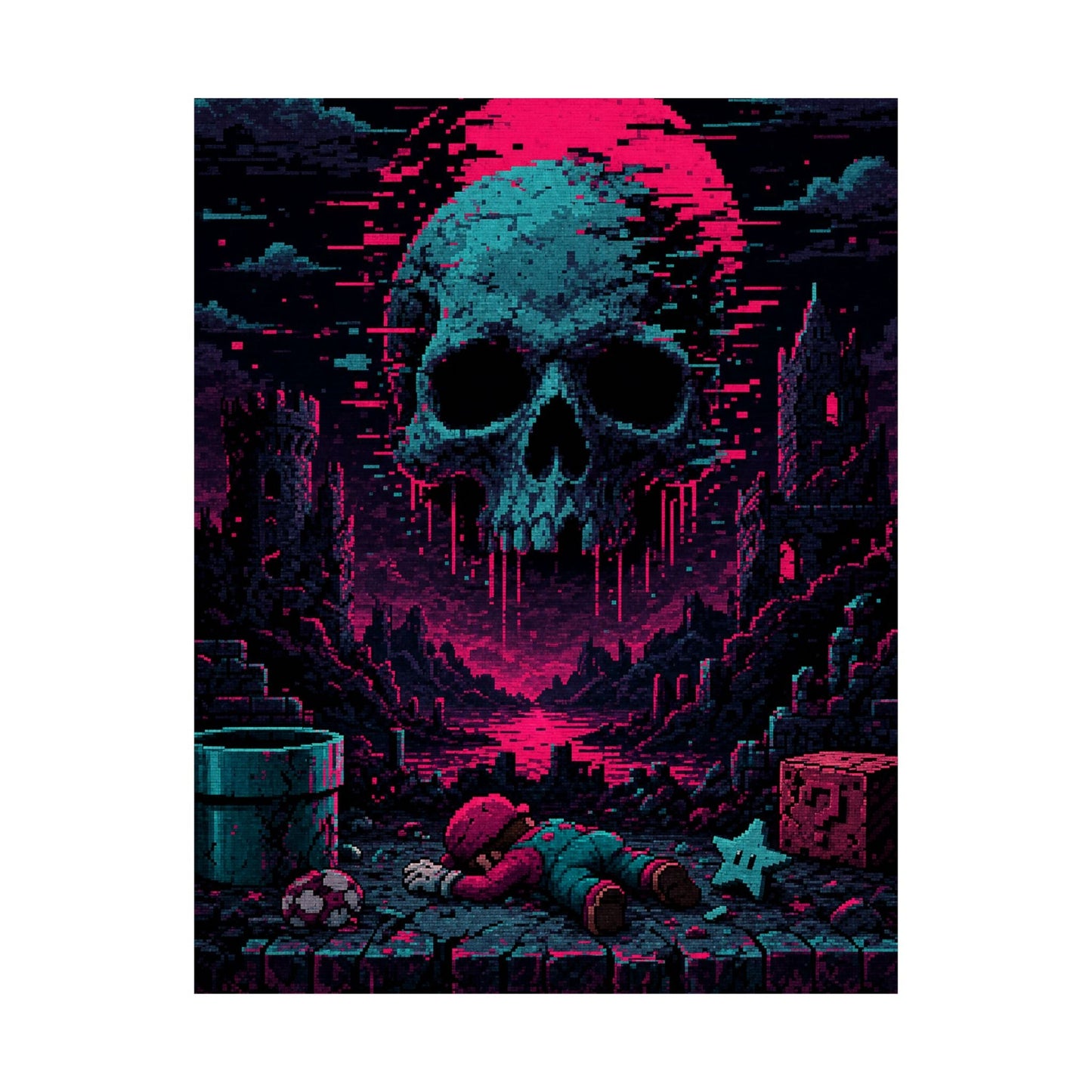 Game Over Screen Retro Style - Gaming Culture Art Print (Matte Poster) - Moikas
