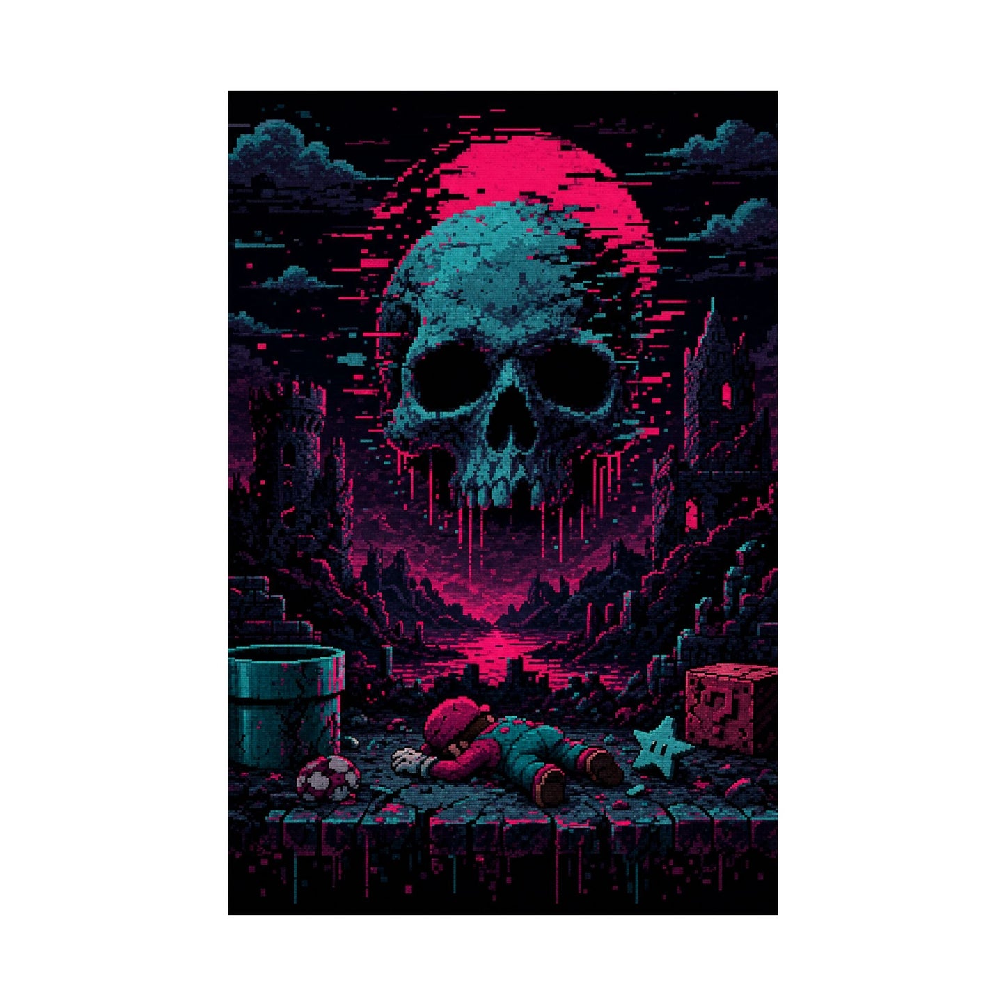 Game Over Screen Retro Style - Gaming Culture Art Print (Matte Poster) - Moikas