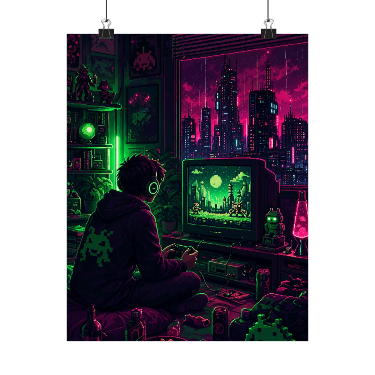 Gaming Marathon Scene - Gaming Culture Art Print (Matte Poster) - Moikas