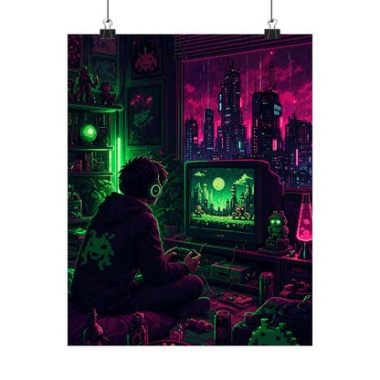 Gaming Marathon Scene - Gaming Culture Art Print (Matte Poster) - Moikas