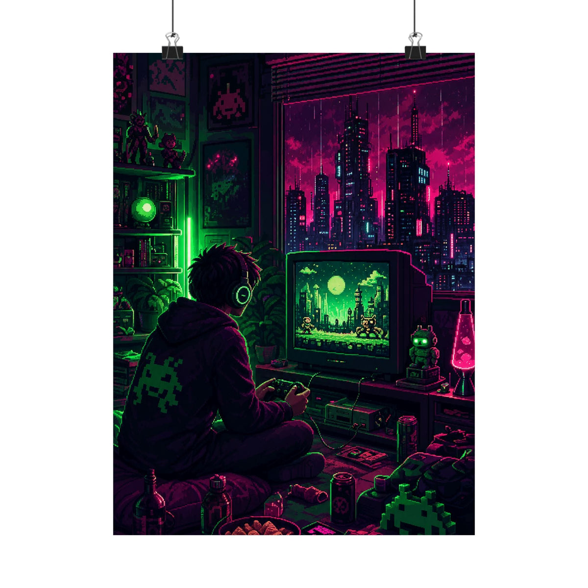 Gaming Marathon Scene - Gaming Culture Art Print (Matte Poster) - Moikas