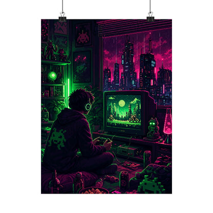 Gaming Marathon Scene - Gaming Culture Art Print (Matte Poster) - Moikas