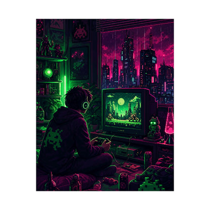 Gaming Marathon Scene - Gaming Culture Art Print (Matte Poster) - Moikas