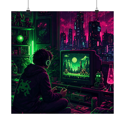 Gaming Marathon Scene - Gaming Culture Art Print (Matte Poster) - Moikas