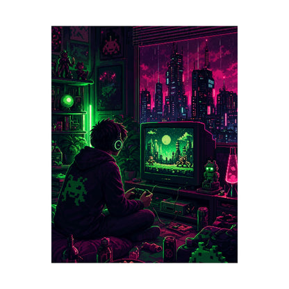 Gaming Marathon Scene - Gaming Culture Art Print (Matte Poster) - Moikas