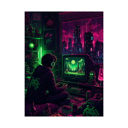 Gaming Marathon Scene - Gaming Culture Art Print (Matte Poster) - Moikas