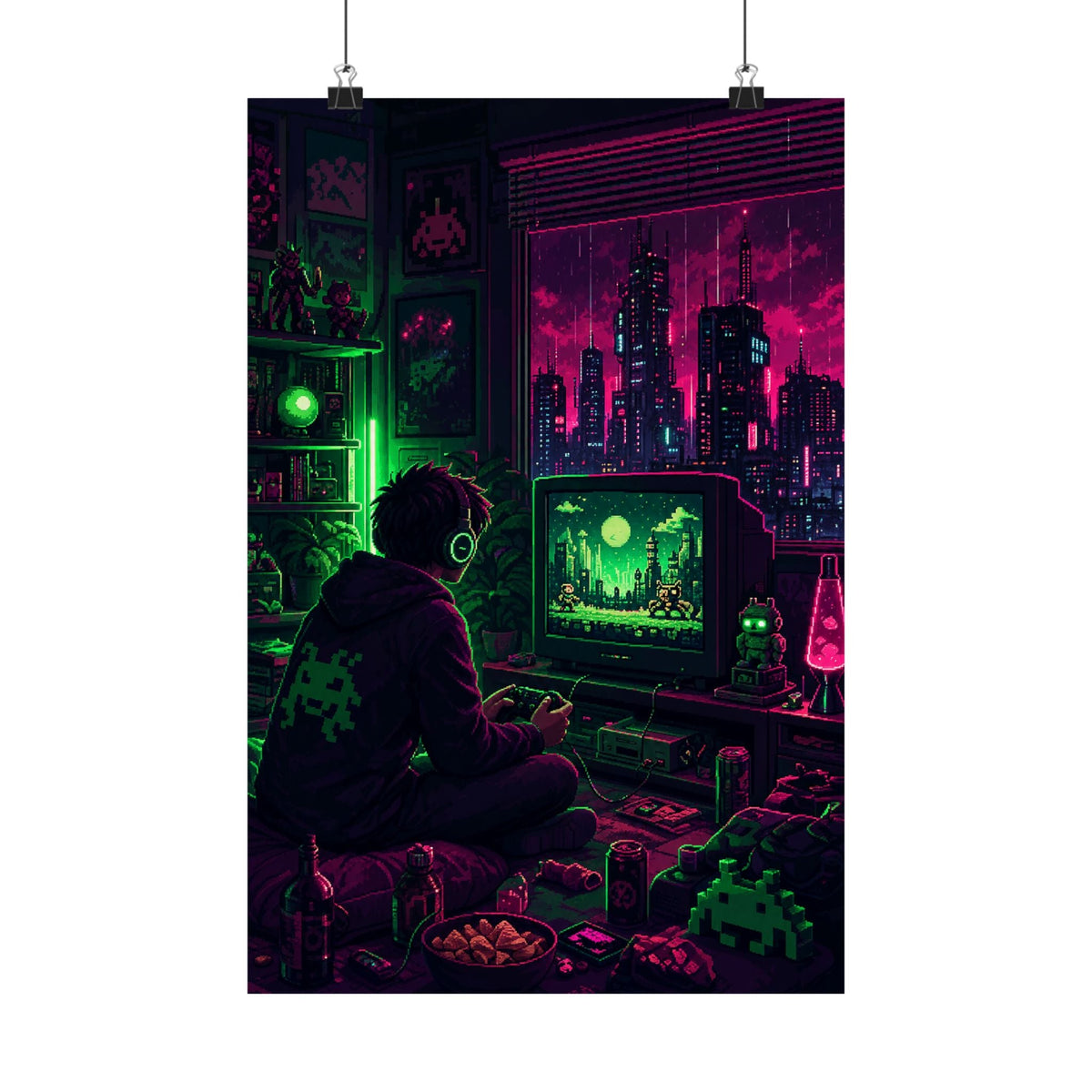 Gaming Marathon Scene - Gaming Culture Art Print (Matte Poster) - Moikas