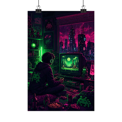 Gaming Marathon Scene - Gaming Culture Art Print (Matte Poster) - Moikas