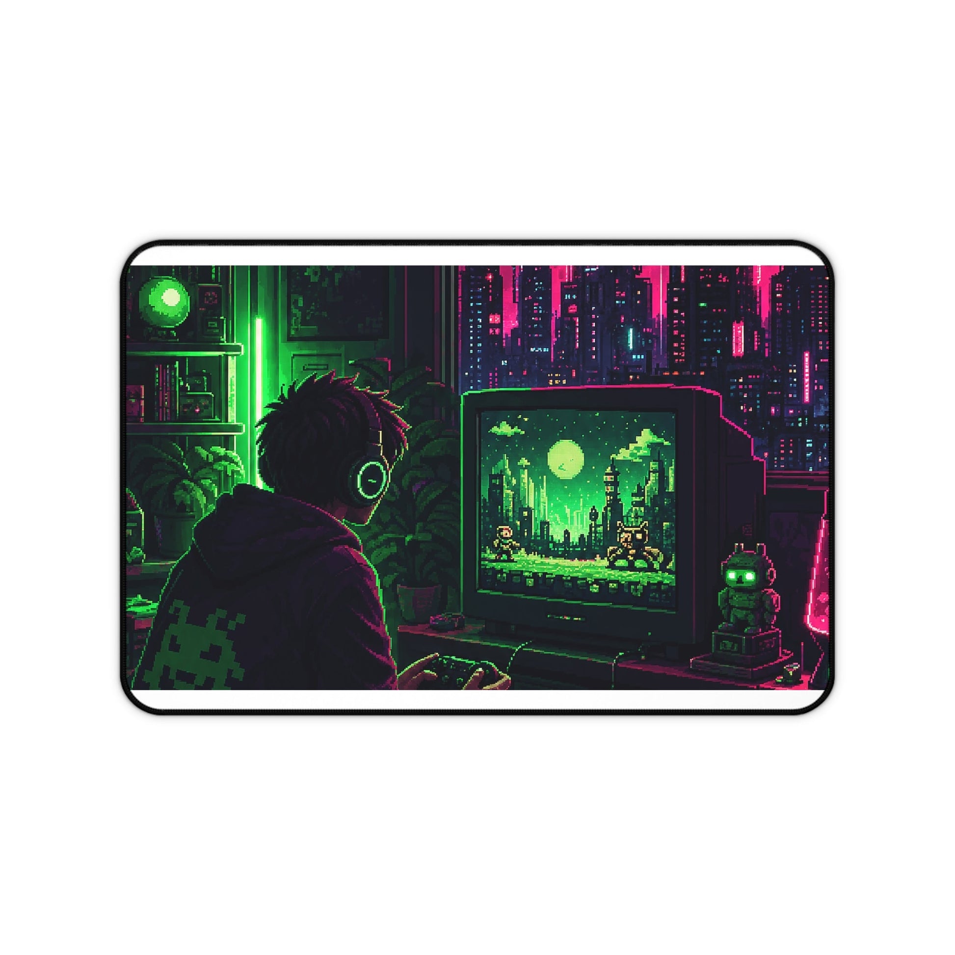 Gaming Marathon Scene - Gaming Culture Gaming Desk Mat - Moikas