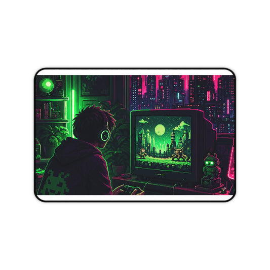 Gaming Marathon Scene - Gaming Culture Gaming Desk Mat - Moikas