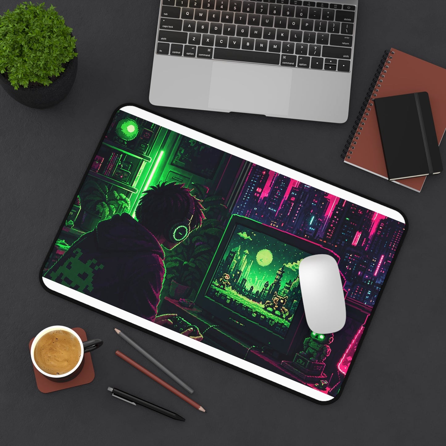 Gaming Marathon Scene - Gaming Culture Gaming Desk Mat - Moikas