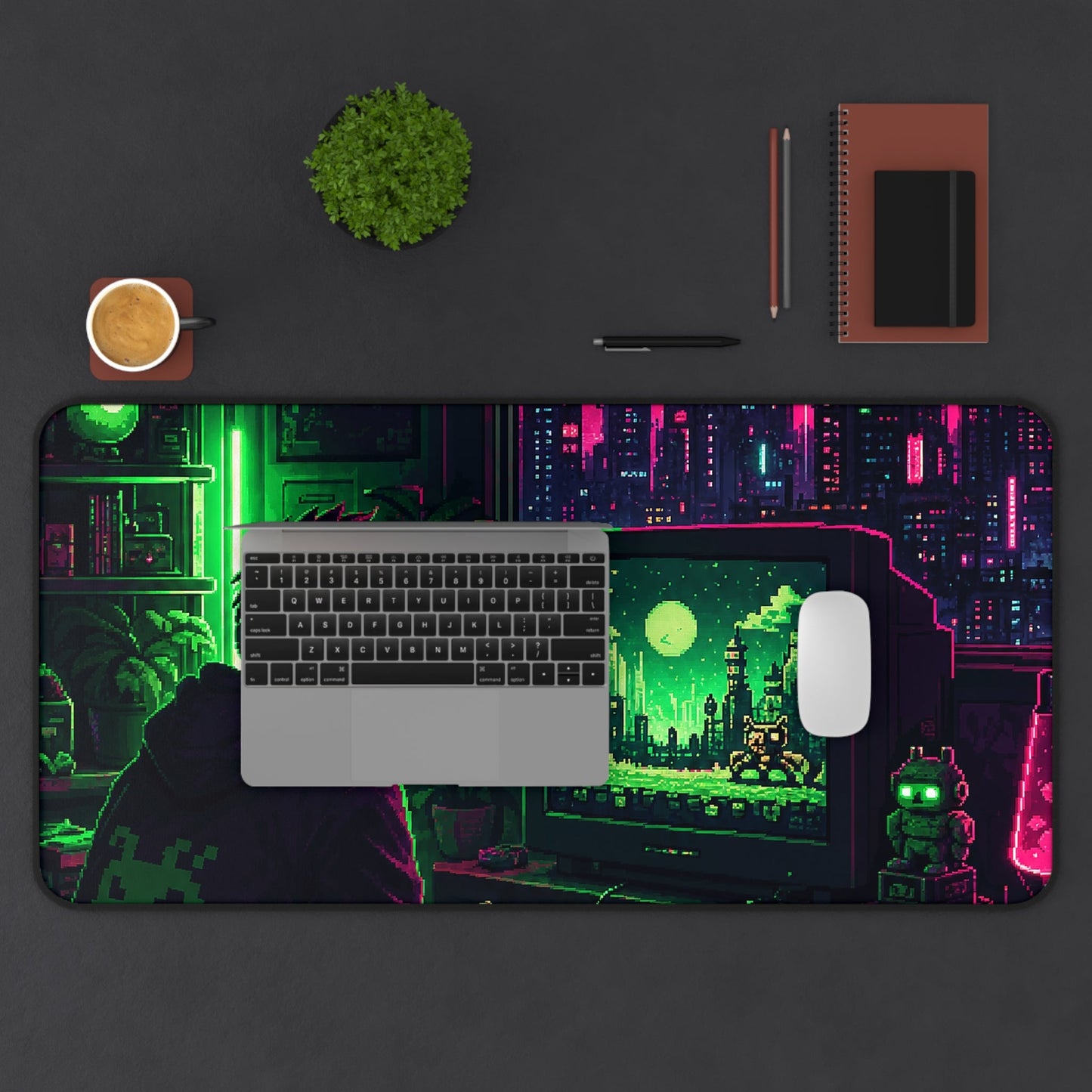 Gaming Marathon Scene - Gaming Culture Gaming Desk Mat - Moikas