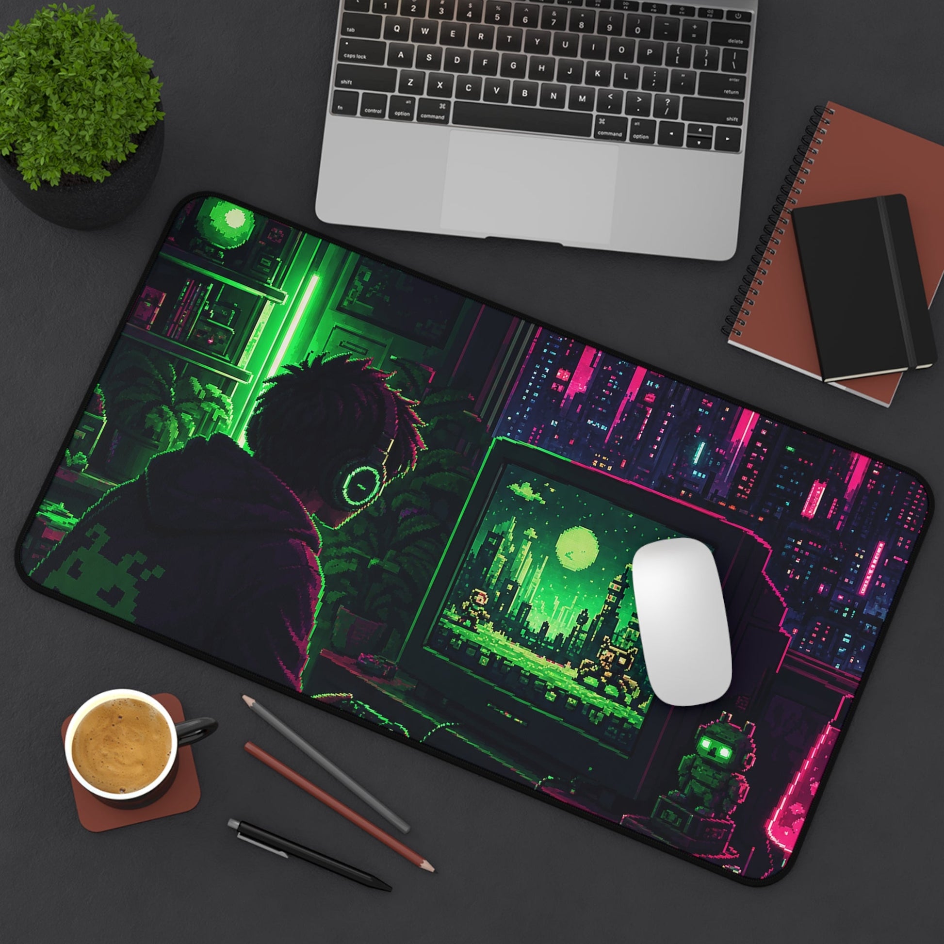 Gaming Marathon Scene - Gaming Culture Gaming Desk Mat - Moikas