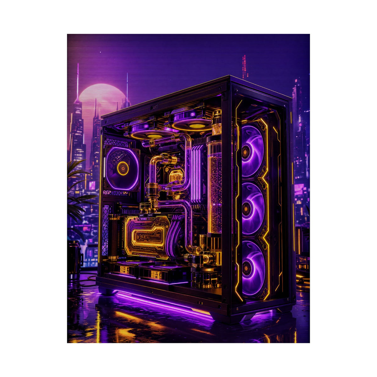 Gaming Pc With Liquid Cooling Glow - Gaming Culture Art Print (Matte Poster) - Moikas