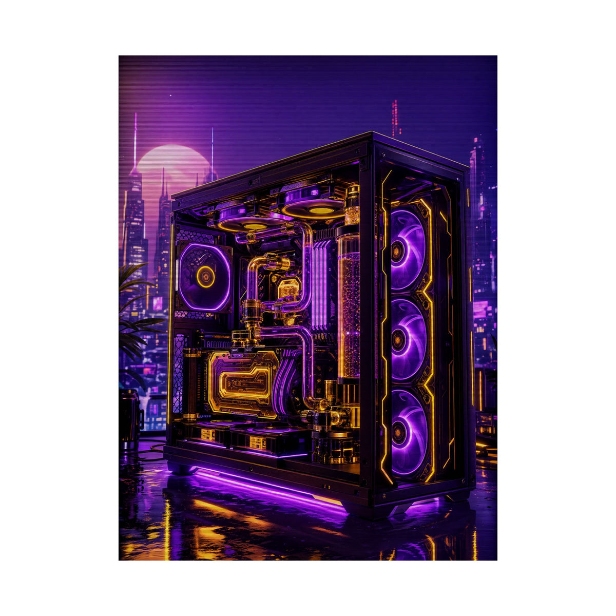 Gaming Pc With Liquid Cooling Glow - Gaming Culture Art Print (Matte Poster) - Moikas