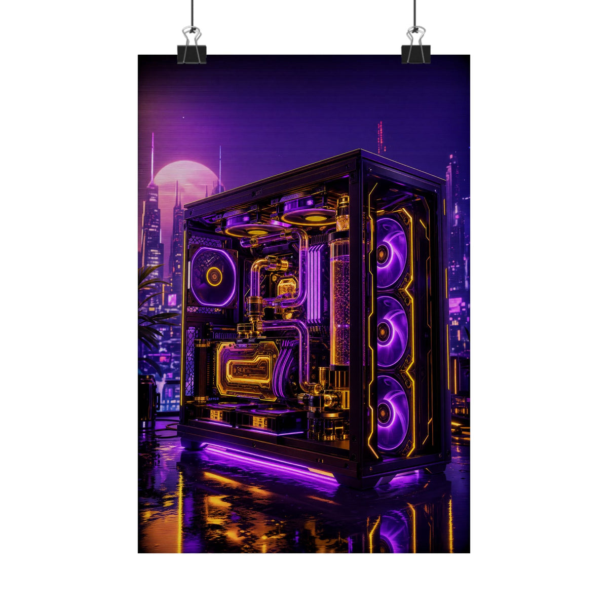 Gaming Pc With Liquid Cooling Glow - Gaming Culture Art Print (Matte Poster) - Moikas