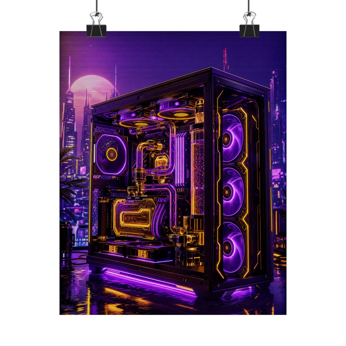 Gaming Pc With Liquid Cooling Glow - Gaming Culture Art Print (Matte Poster) - Moikas