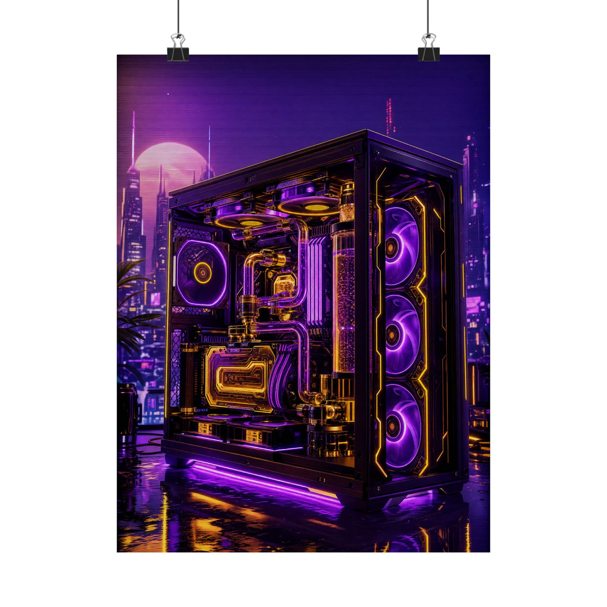 Gaming Pc With Liquid Cooling Glow - Gaming Culture Art Print (Matte Poster) - Moikas