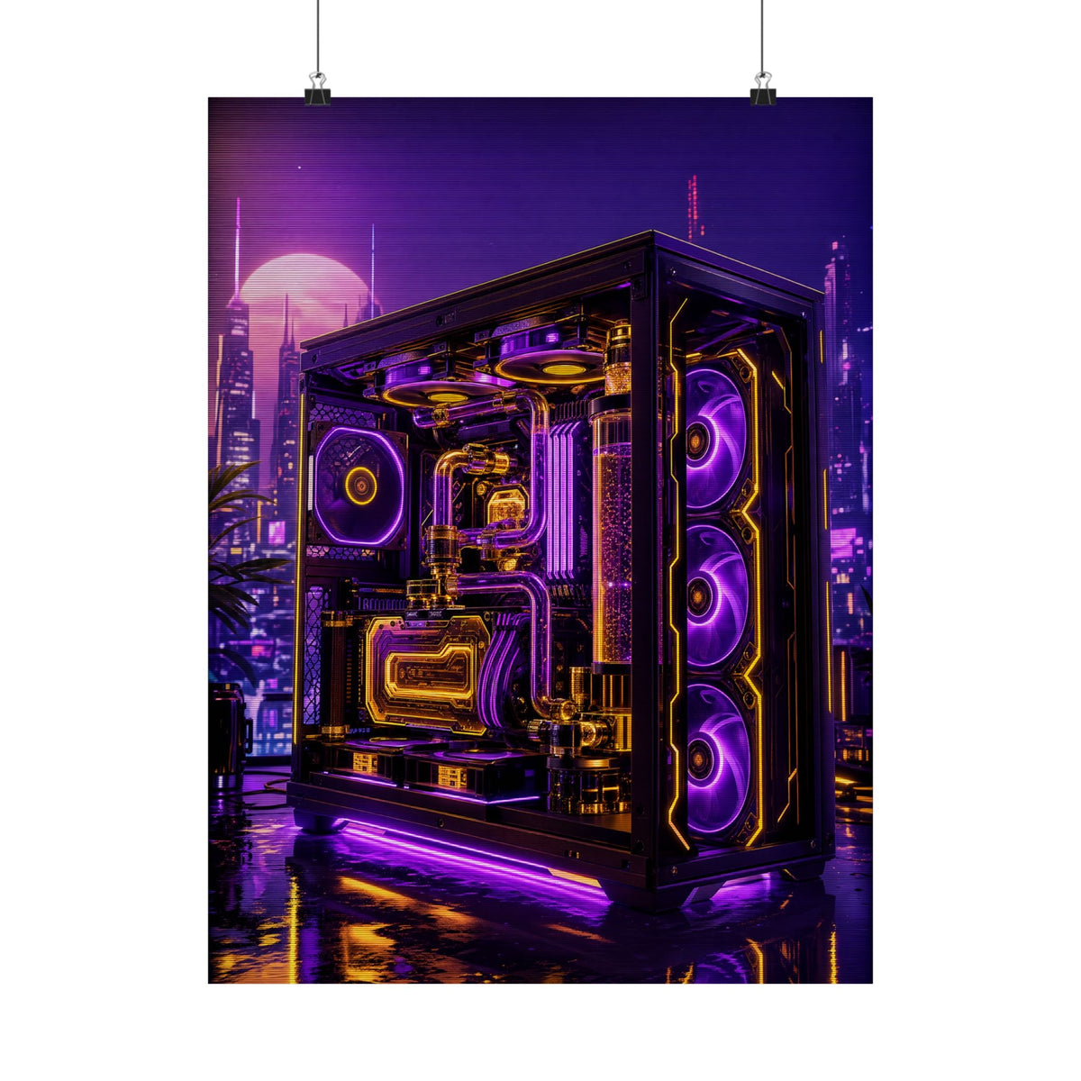 Gaming Pc With Liquid Cooling Glow - Gaming Culture Art Print (Matte Poster) - Moikas
