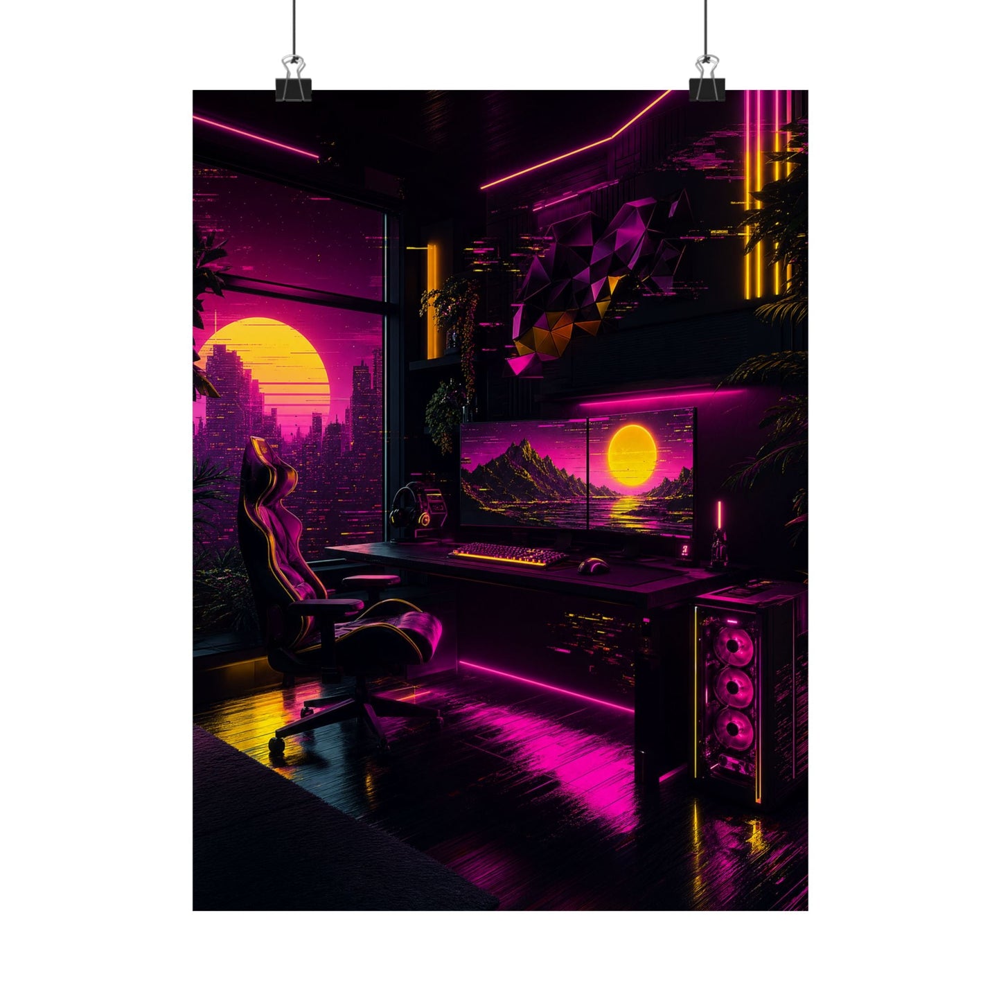 Gaming Setup With Rgb Lights - Gaming Culture Art Print (Matte Poster) - Moikas