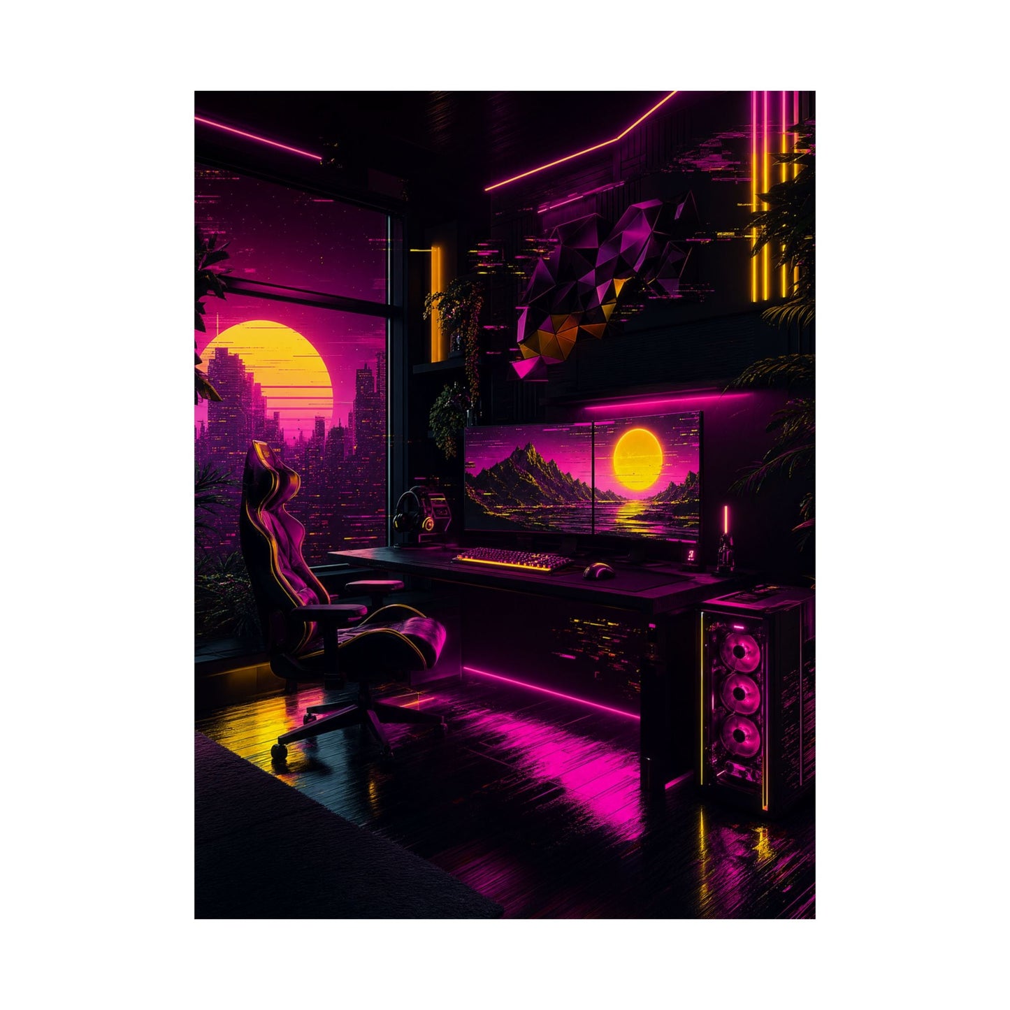 Gaming Setup With Rgb Lights - Gaming Culture Art Print (Matte Poster) - Moikas