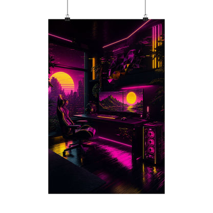 Gaming Setup With Rgb Lights - Gaming Culture Art Print (Matte Poster) - Moikas