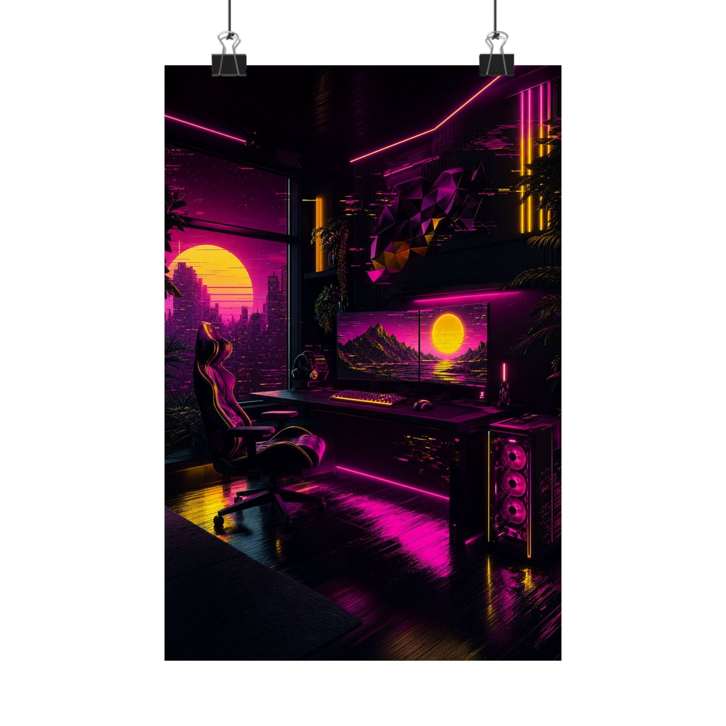 Gaming Setup With Rgb Lights - Gaming Culture Art Print (Matte Poster) - Moikas